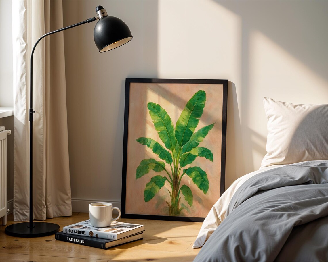 Watercolor Banana Leaf, Minimalist Tropical Plant Art Print - Image 4