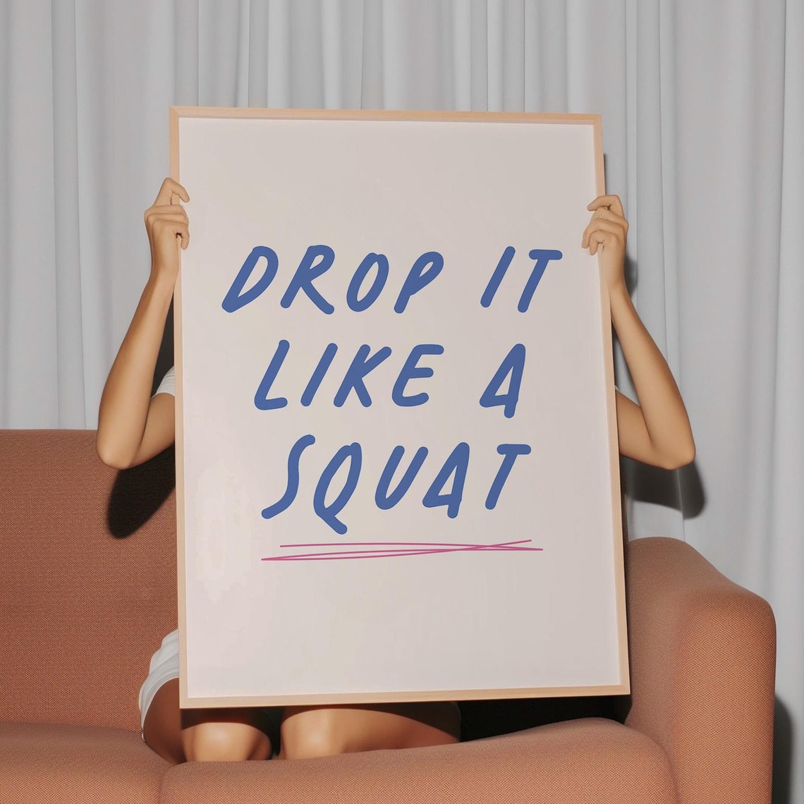 Funny Drop It Like A Squat Blue Gym Workout Motivation Poster