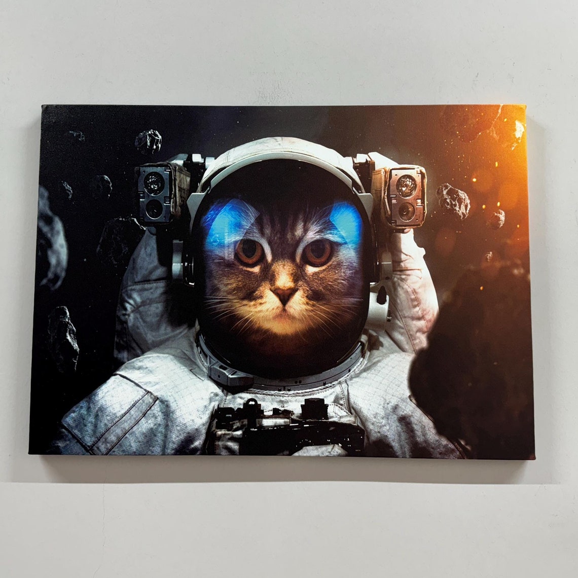 Astronaut Cat Canvas Art Personalized Childrens Room Decor