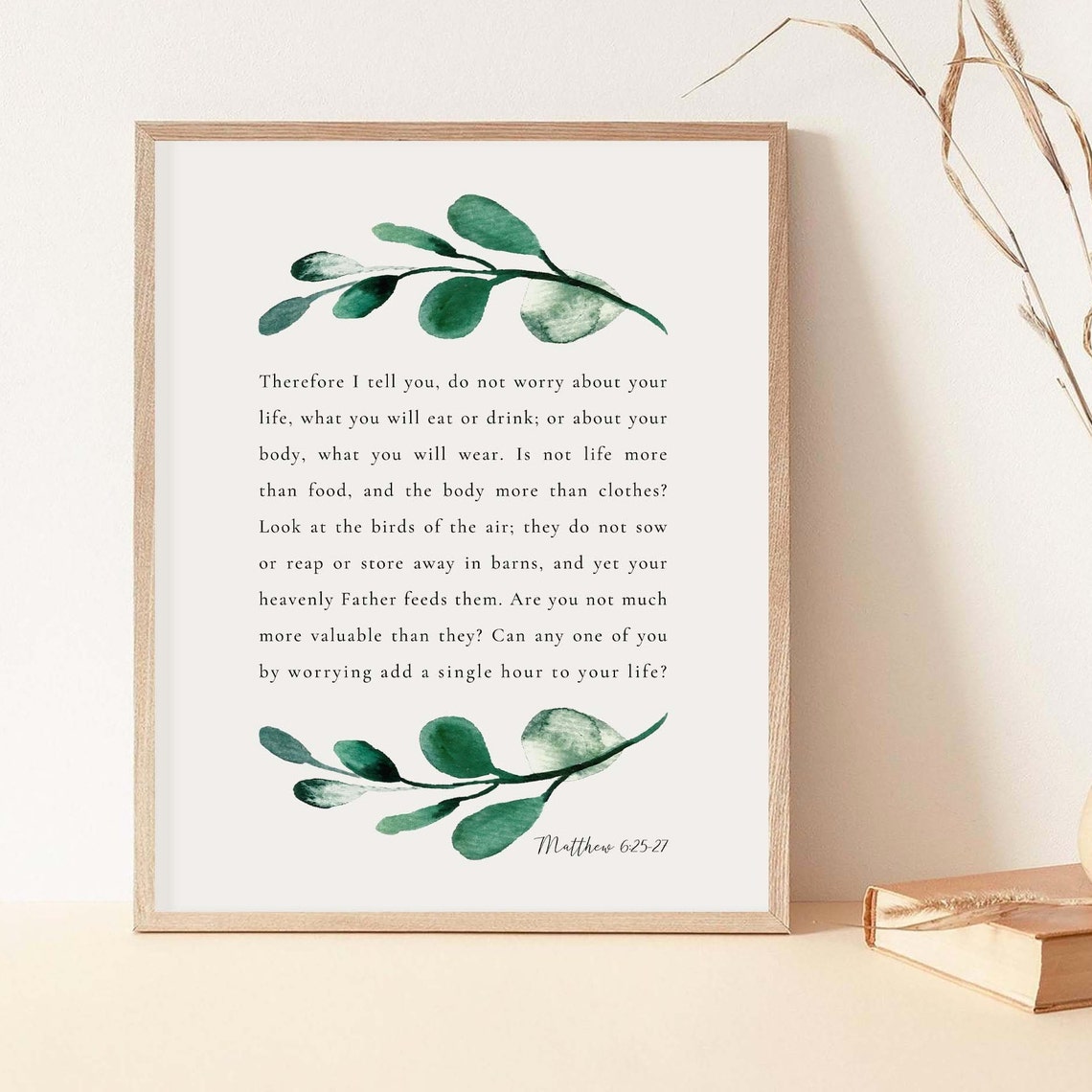 Matthew 6:25-27 Bible Verse Art Print, Christian Decor - Image 2