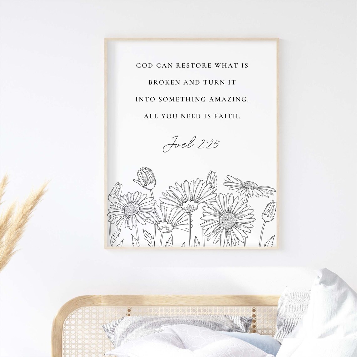 God Can Restore What Is Broken Joel 2:25 Daisy Floral Faith Poster - Image 2