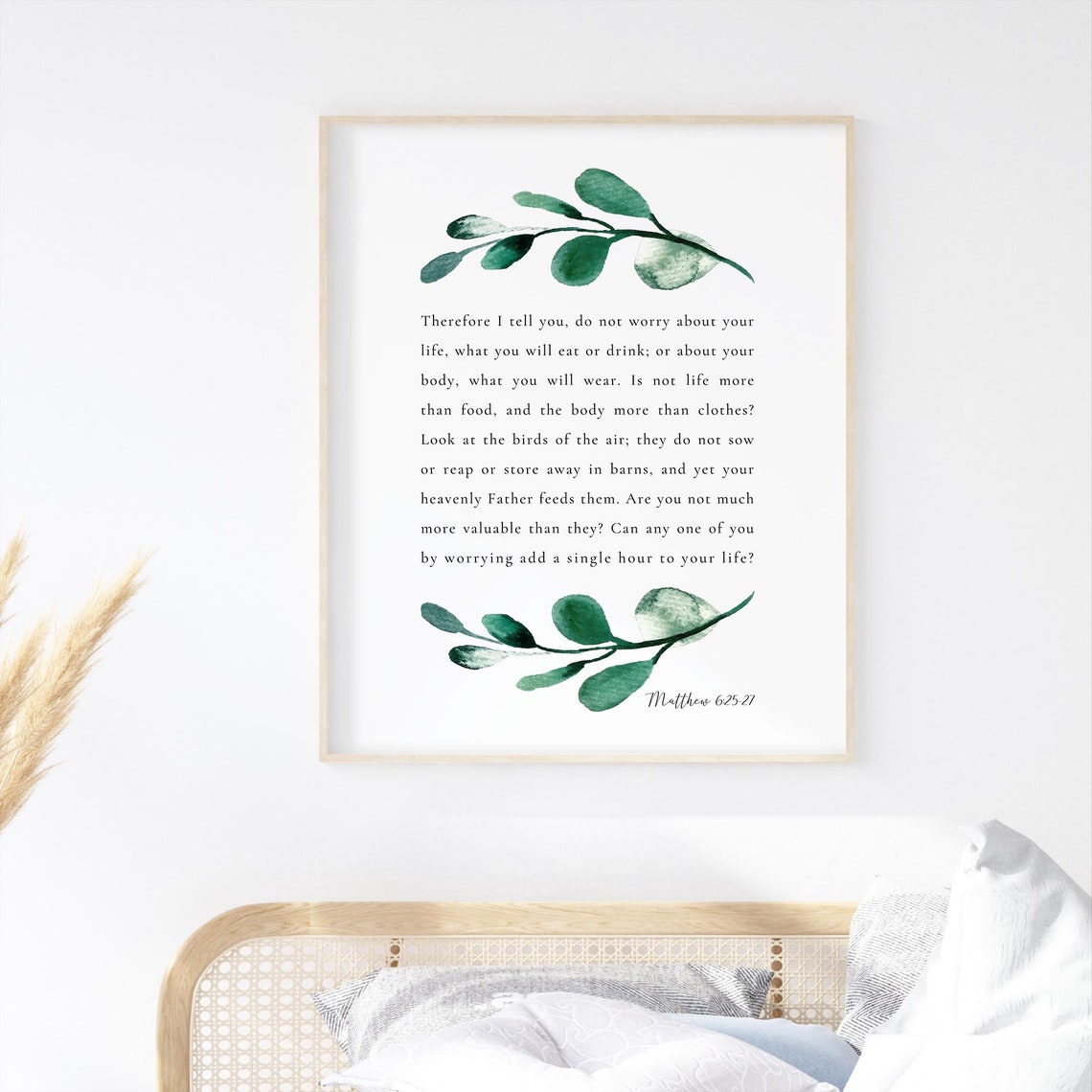 Matthew 6:25-27 Bible Verse Art Print, Christian Decor - Image 3