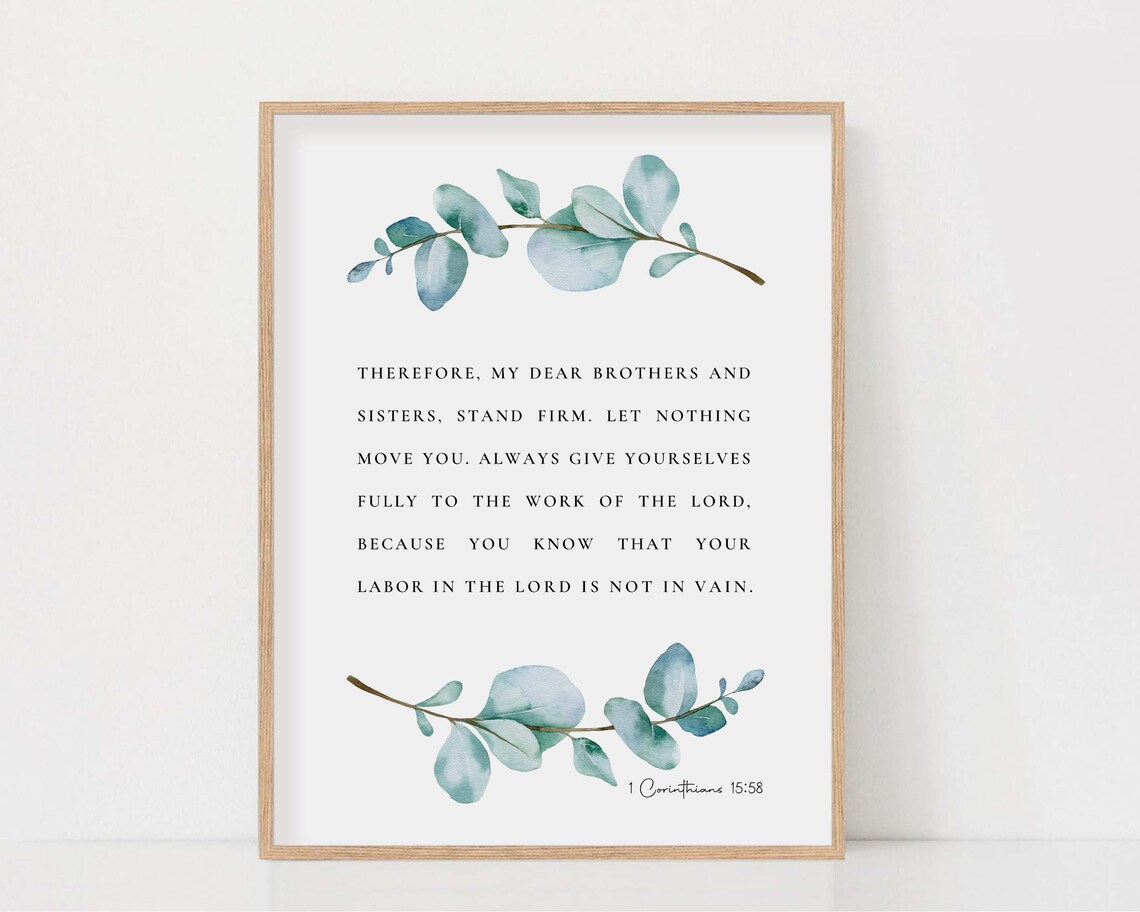 1 Corinthians 15:58 Watercolor Botanical Scripture - Image 2
