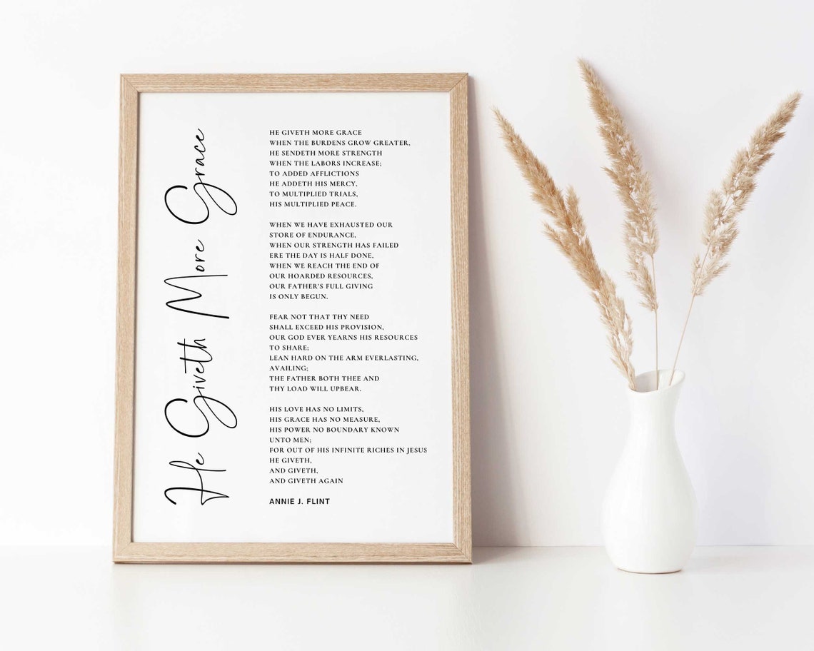 He Giveth More Grace Poem Christian Scripture Art Print - Image 2