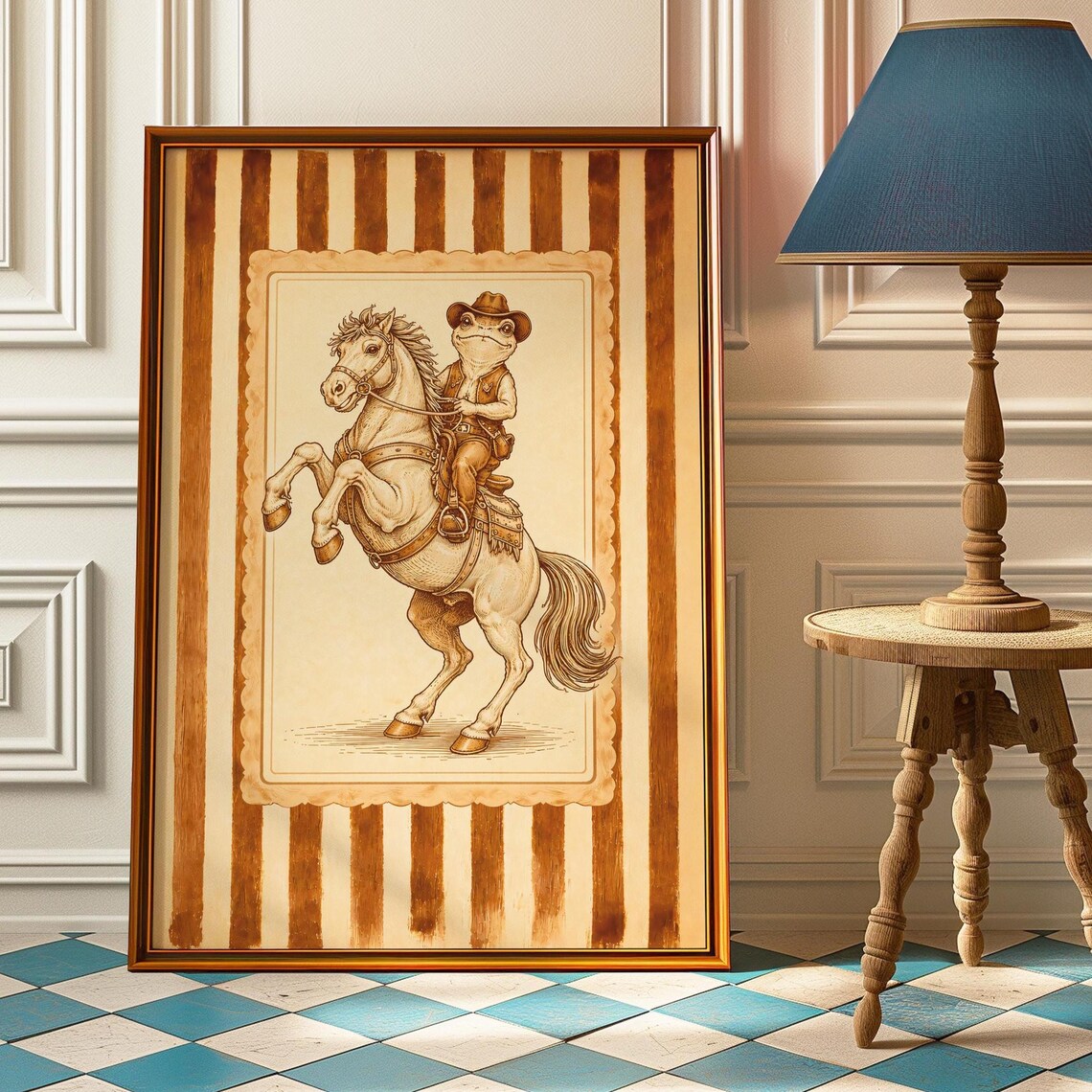 Vintage Western Cowboy Frog, Rustic Rodeo Poster