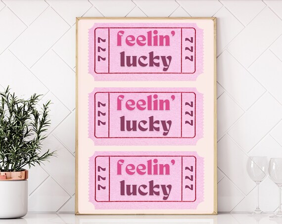 Feelin Lucky Pink 777 Ticket Stub Retro Casino Style Wall Poster