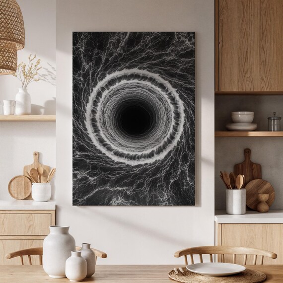 Framed Abstract Black White Spiral Canvas Modern Minimalist Art Intricate Swirl Design Contemporary Wall Decor For Living Room