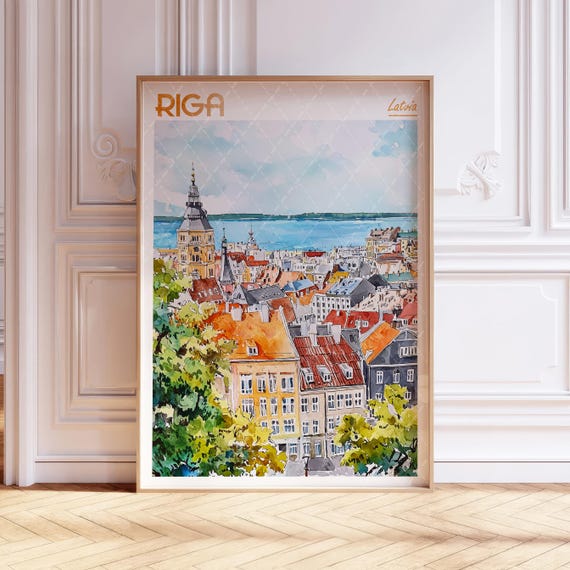 Riga Latvia Watercolor Travel Poster