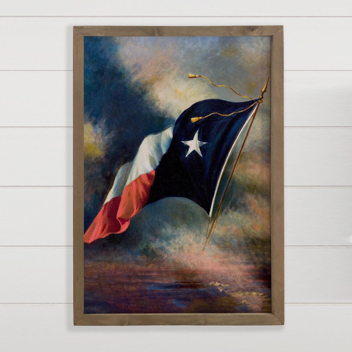 Texas Lone Star State Flag Waving Vintage Patriotic Art Poster