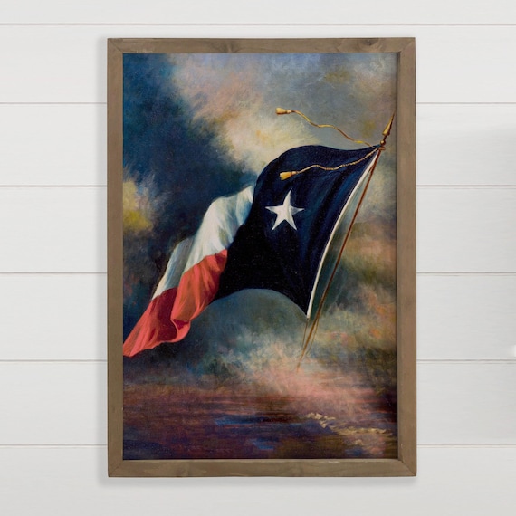 Texas Lone Star State Flag Waving Vintage Patriotic Art Poster