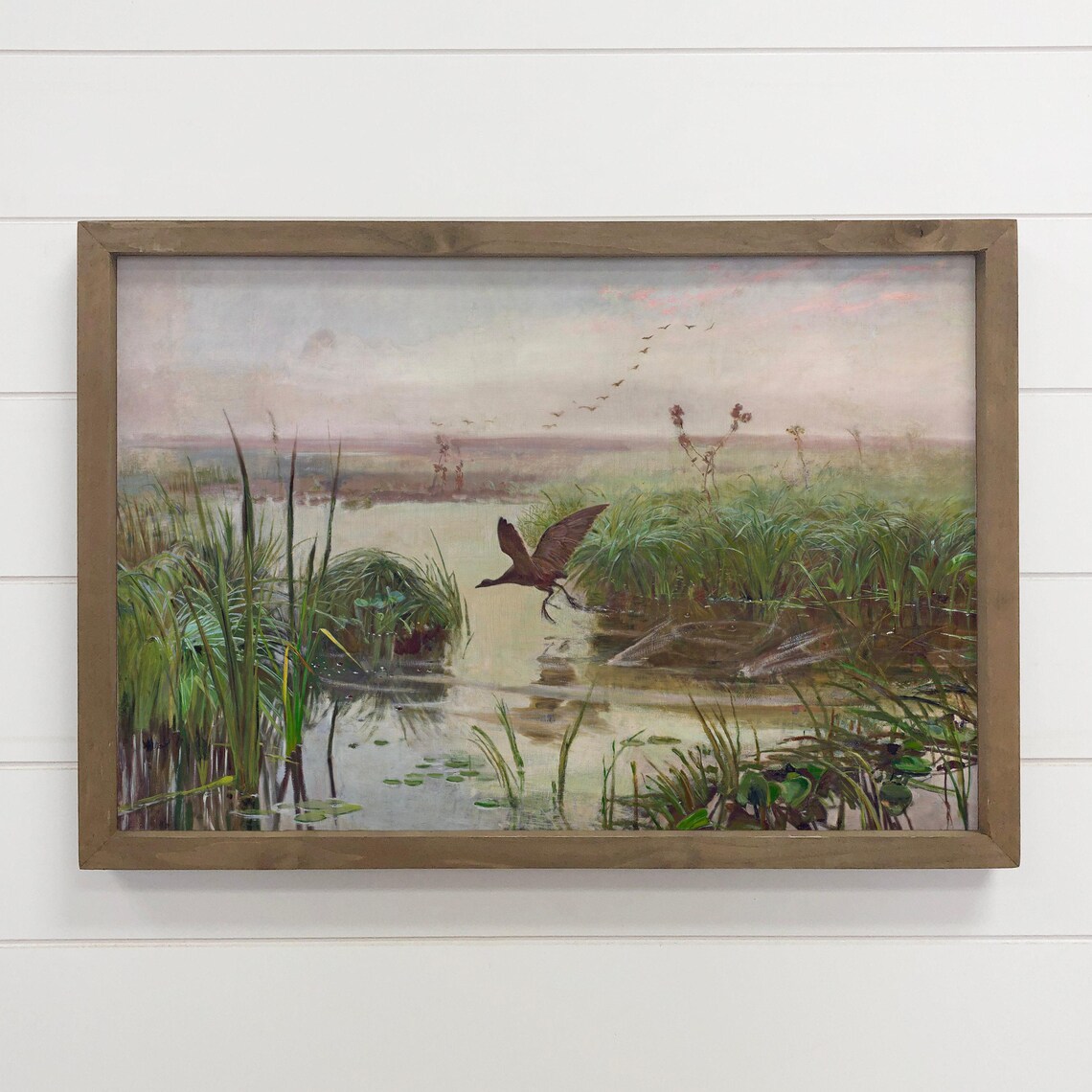 Vintage Bird in Flight Marsh Painting Birds at the Moor Wetland Poster