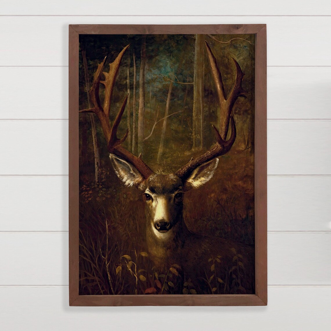 Gift For Hunters Stag Resting Deer Canvas Wall Art Wood Framed Decor