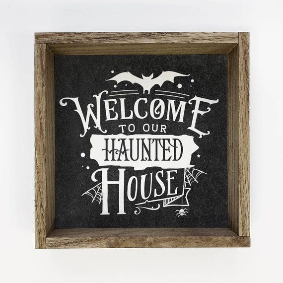 Haunted House Cute Halloween Sign, Wall Art Print
