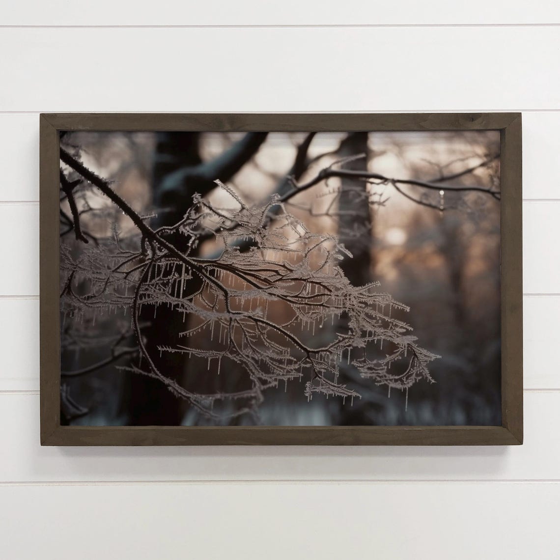 Frost Covered Tree Branches Sparkling Winter Morning Photo Poster