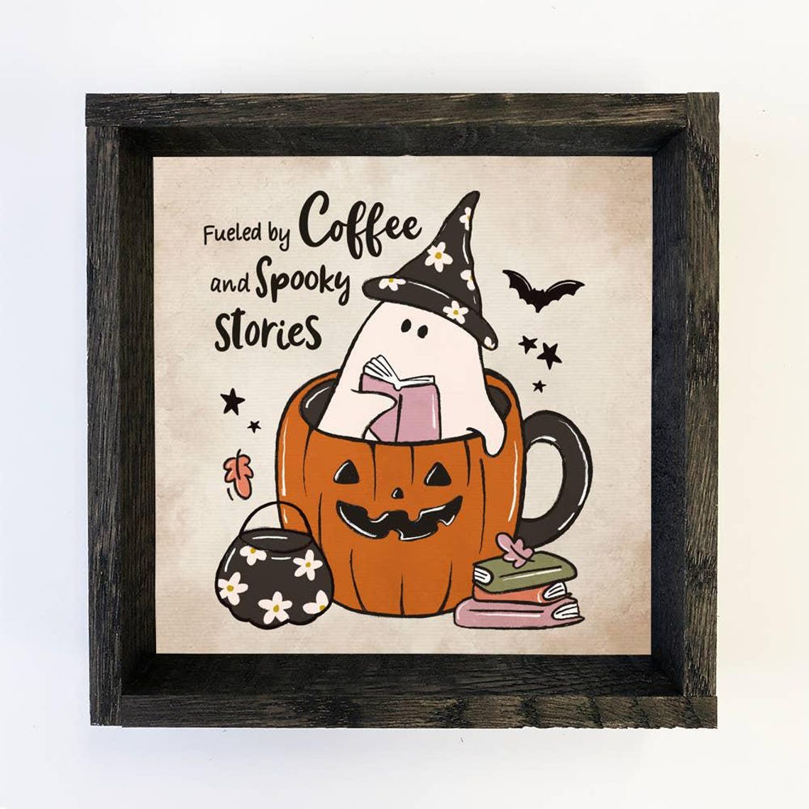 Fueled by Coffee and Spooky Stories Ghost Reader Halloween Poster