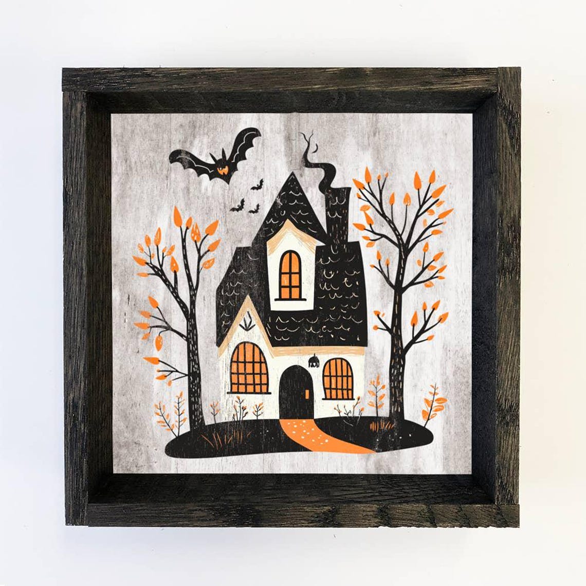Folk Halloween Haunted House Art Print