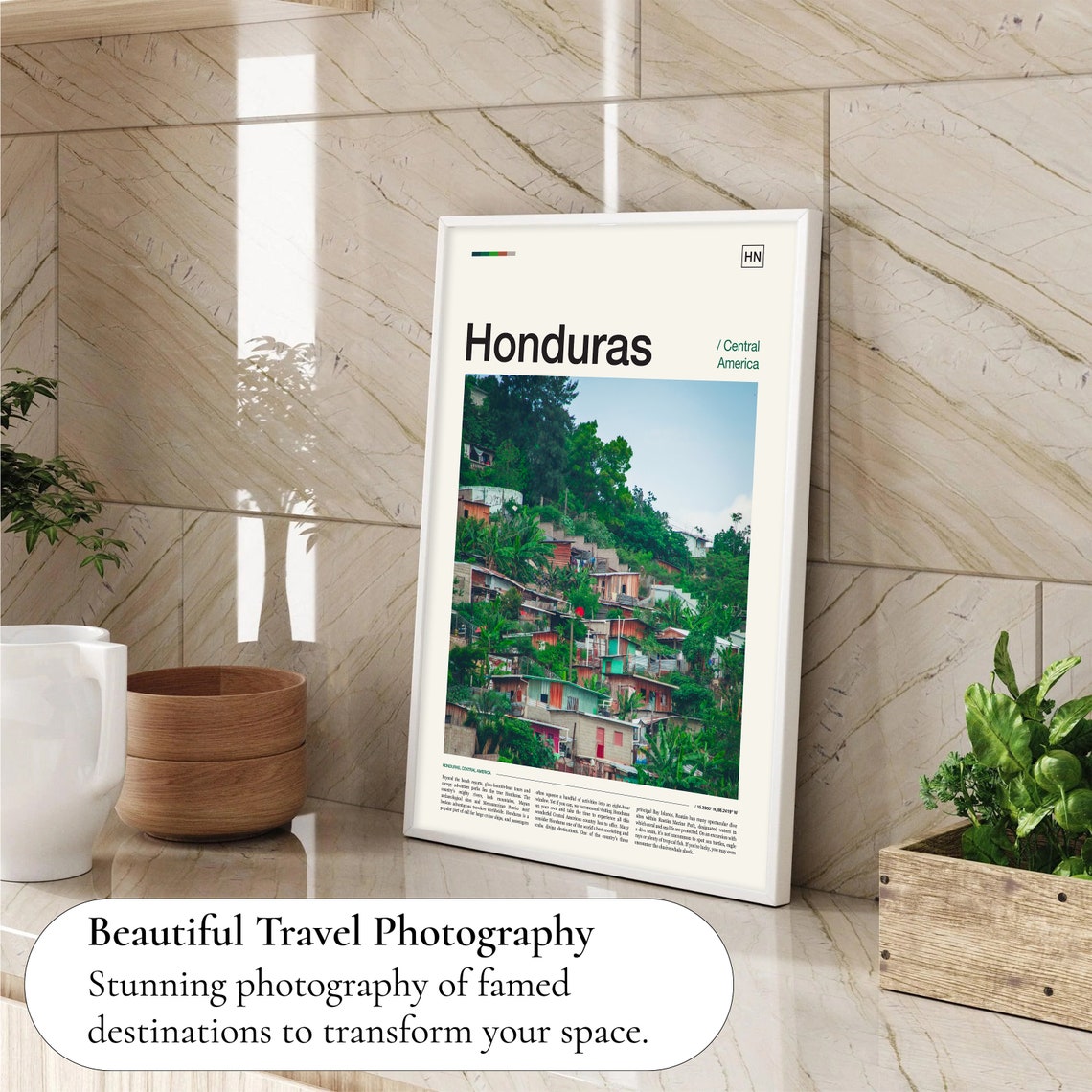 Honduras Colorful Hillside Houses Tropical Village Street Poster - Image 4