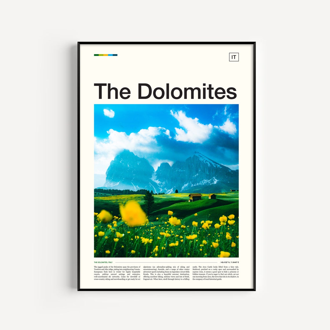 Dolomites Italian Alps Yellow Wildflower Meadow Mountain Poster