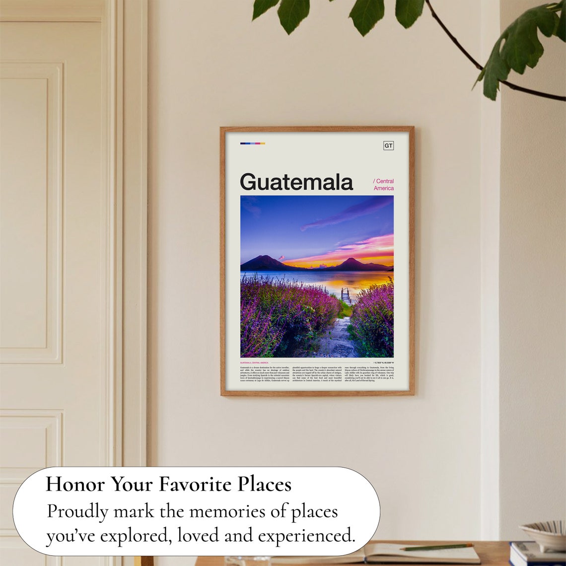 Guatemala Central America Lake Atitlan Sunset Volcanoes Poster - Image 5