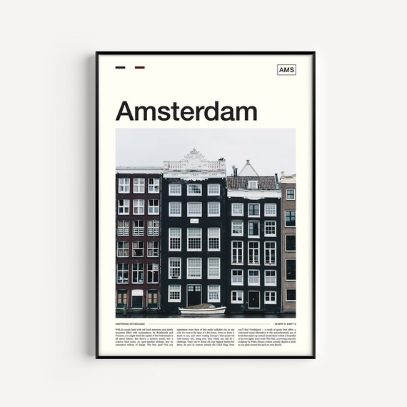 Amsterdam Travel Poster, Netherlands City Art