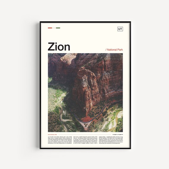 Zion National Park Red Canyon Switchback Road Aerial Photography Poster