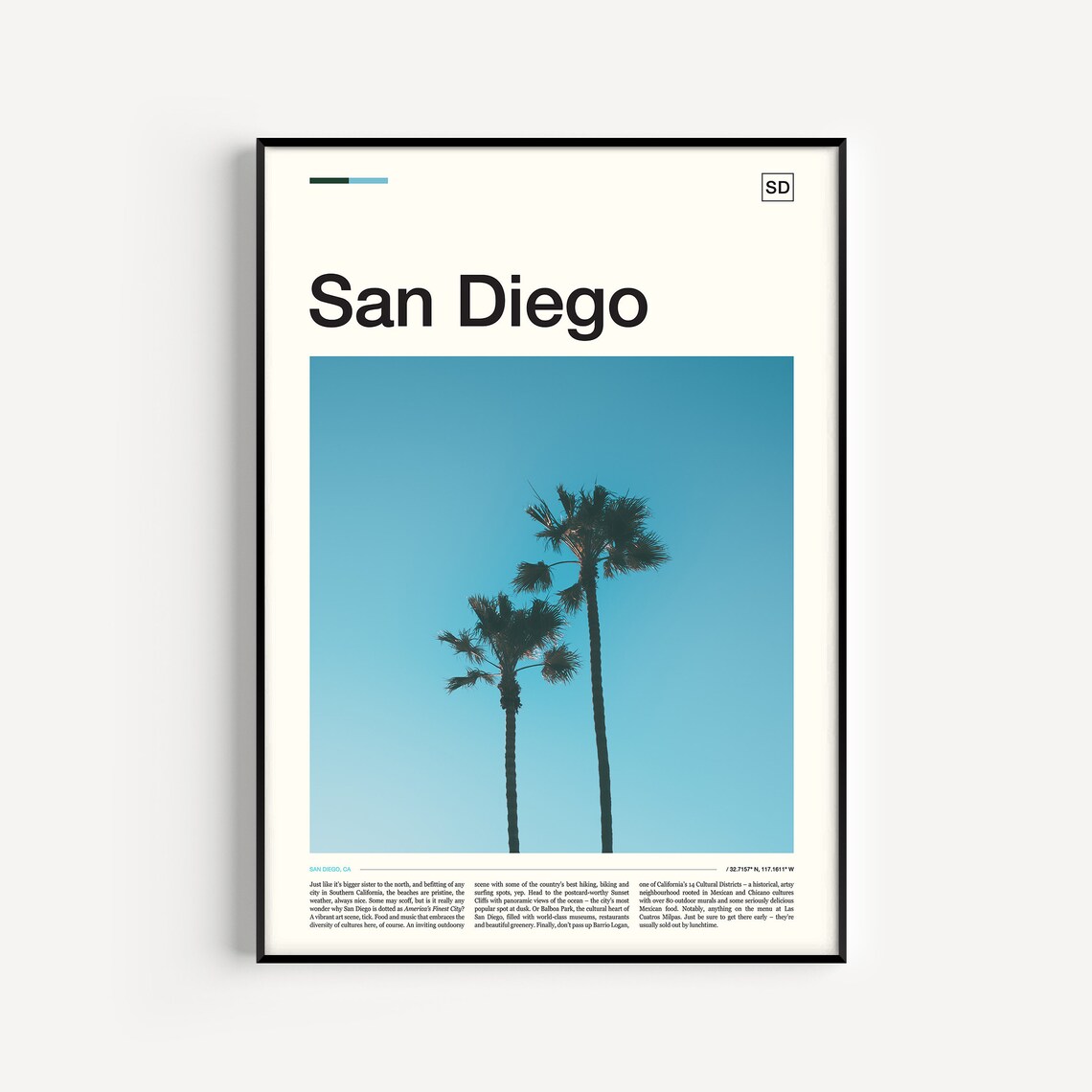 San Diego Travel Poster, Coastal Place Art Print