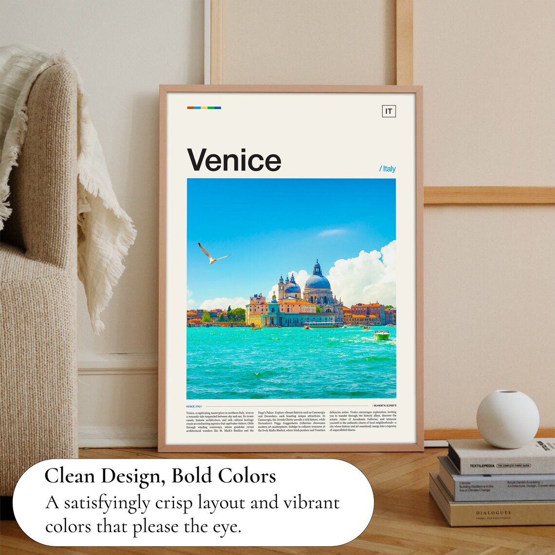 Venice Italy Grand Canal Santa Maria Salute Seagull Scenic Poster - Image 3
