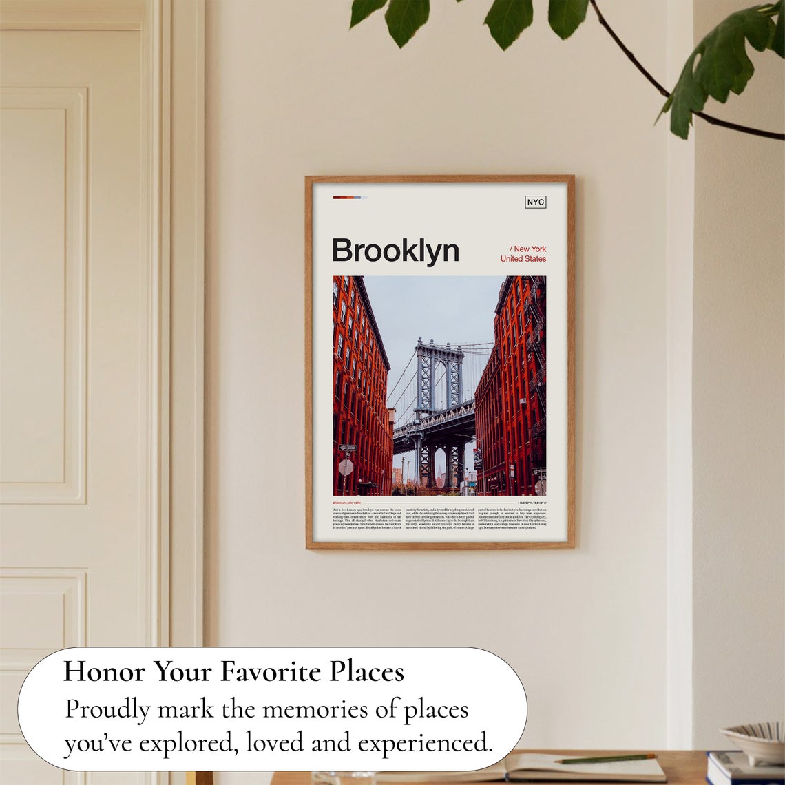 Brooklyn New York Manhattan Bridge DUMBO Brick Street City Poster - Image 5
