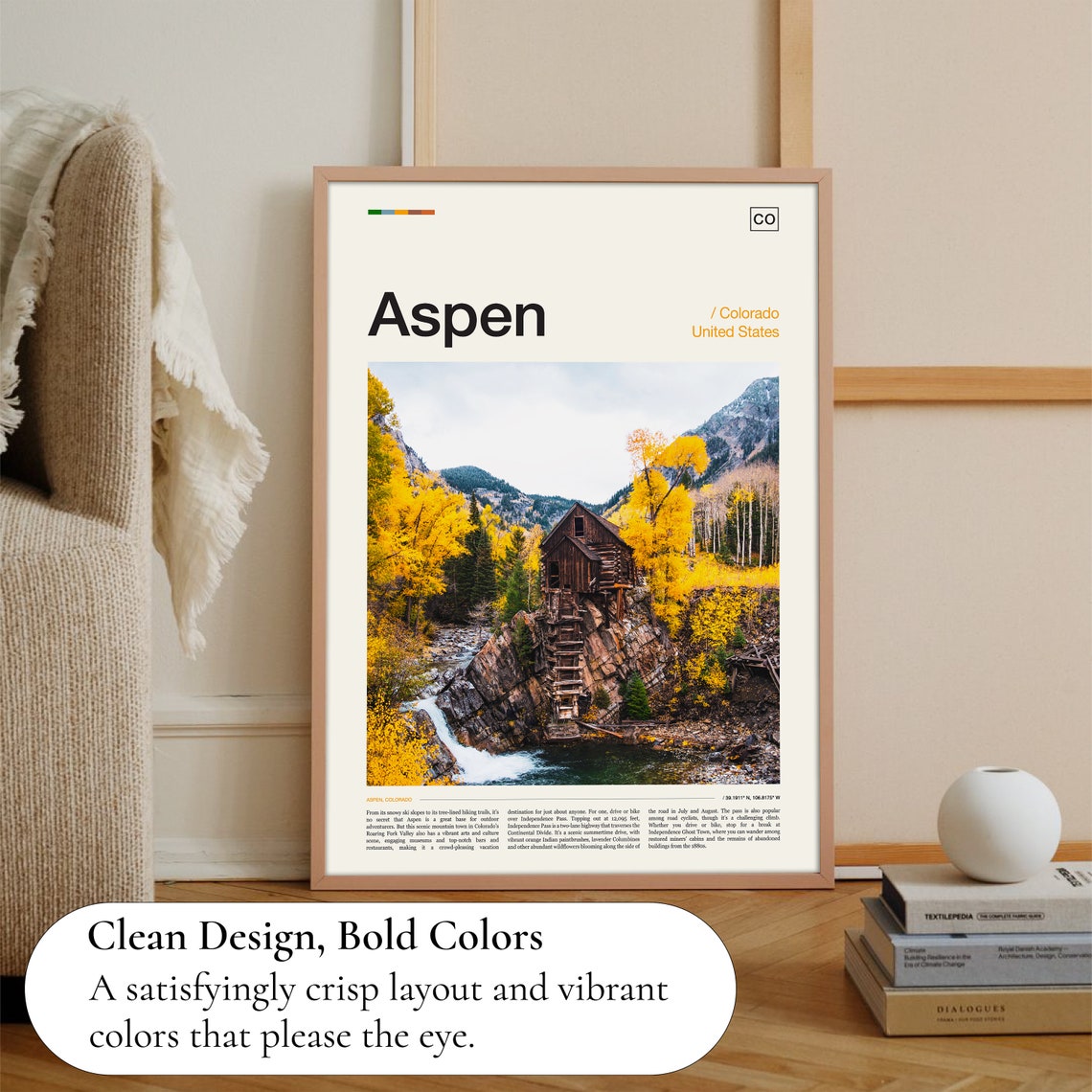 Aspen Colorado Crystal Mill Fall Foliage Golden Aspens Stream Poster - Image 3