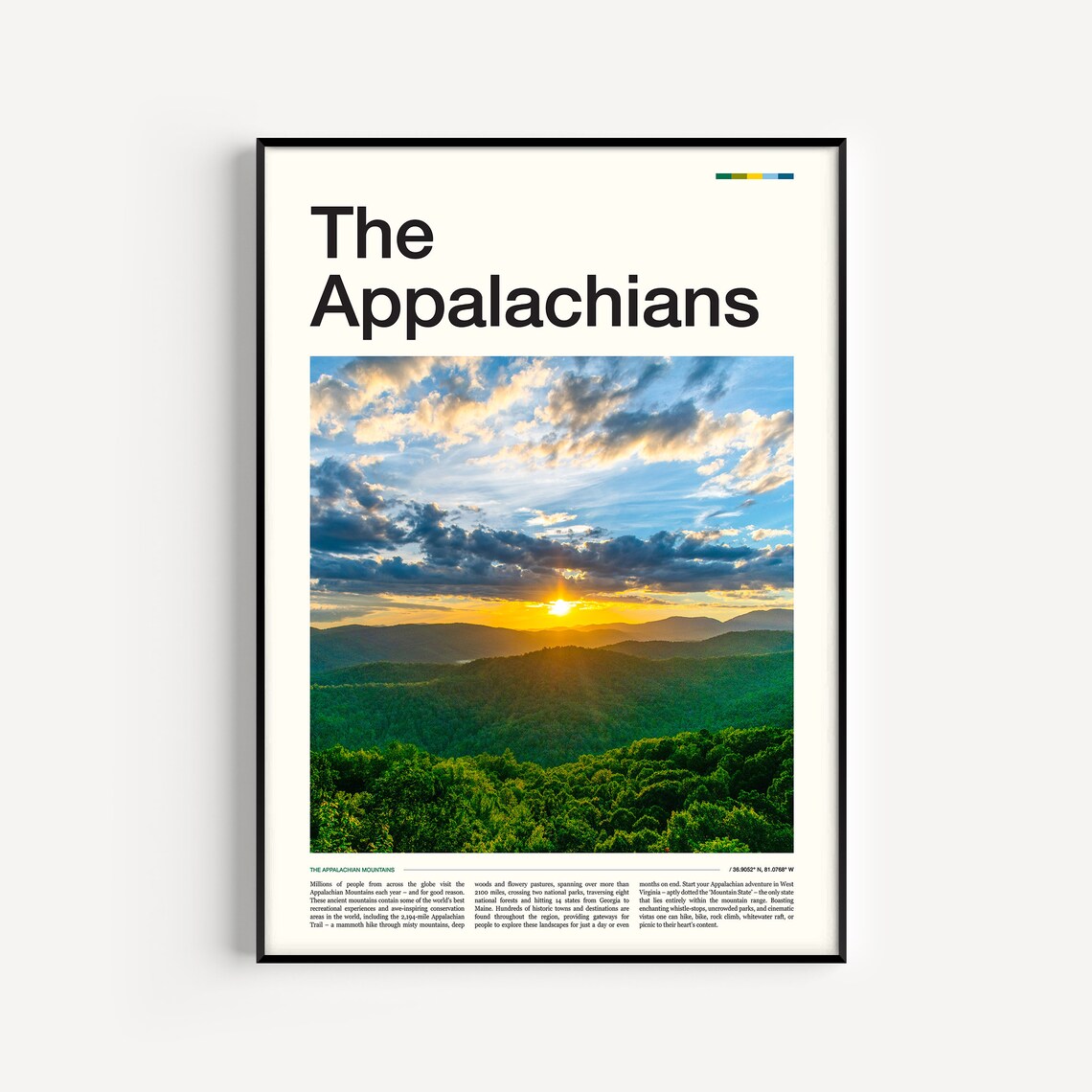 Appalachian Mountains Travel Poster, Mountain Print