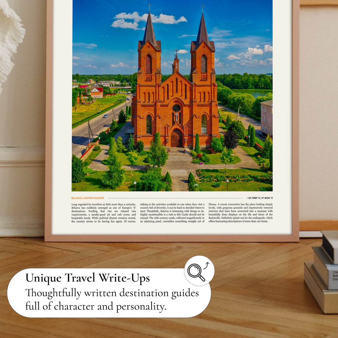 Belarus Red Brick Twin Spired Church Eastern Europe Travel Poster - Image 2