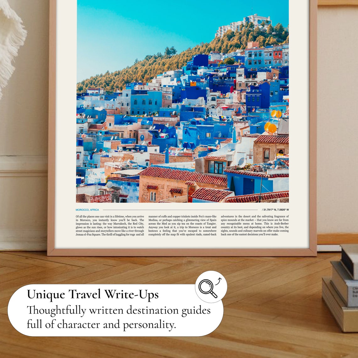 Morocco Africa Blue City Chefchaouen Hillside Houses Photo Poster - Image 2