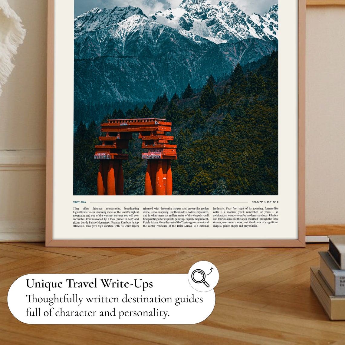 Tibet Snow Capped Himalayan Mountain Peaks Red Temple Art Poster - Image 2