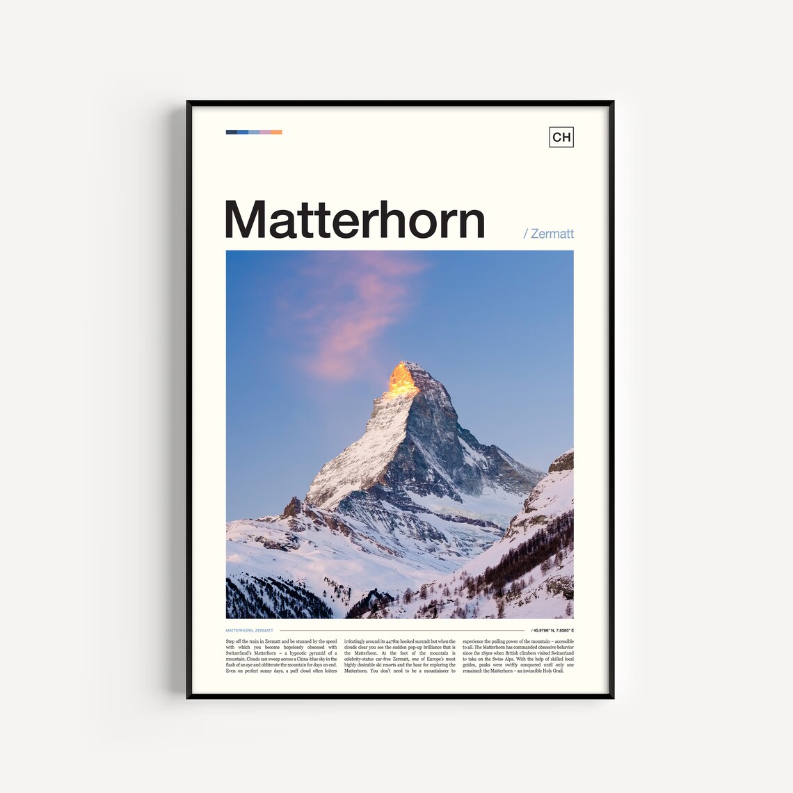 Matterhorn Travel Poster, Mountain Landscape