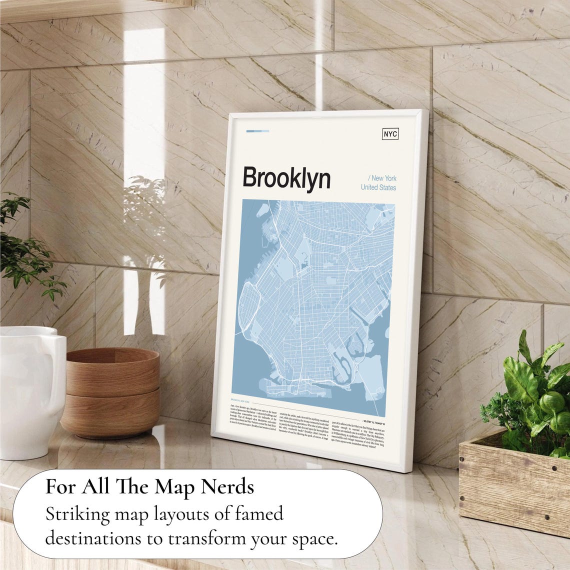 Brooklyn New York United States Soft Light Blue City Map Poster - Image 4