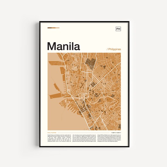 Manila Philippines Street Map Vintage Brown Sepia City Poster