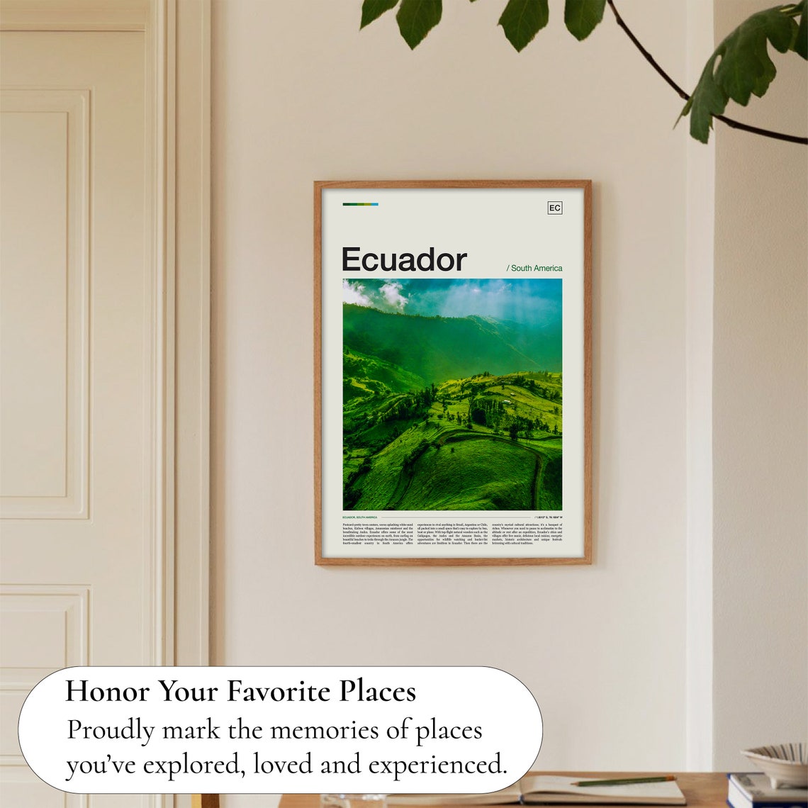 Ecuador Green Andes Valley Hills Lush Landscape Travel Poster - Image 5
