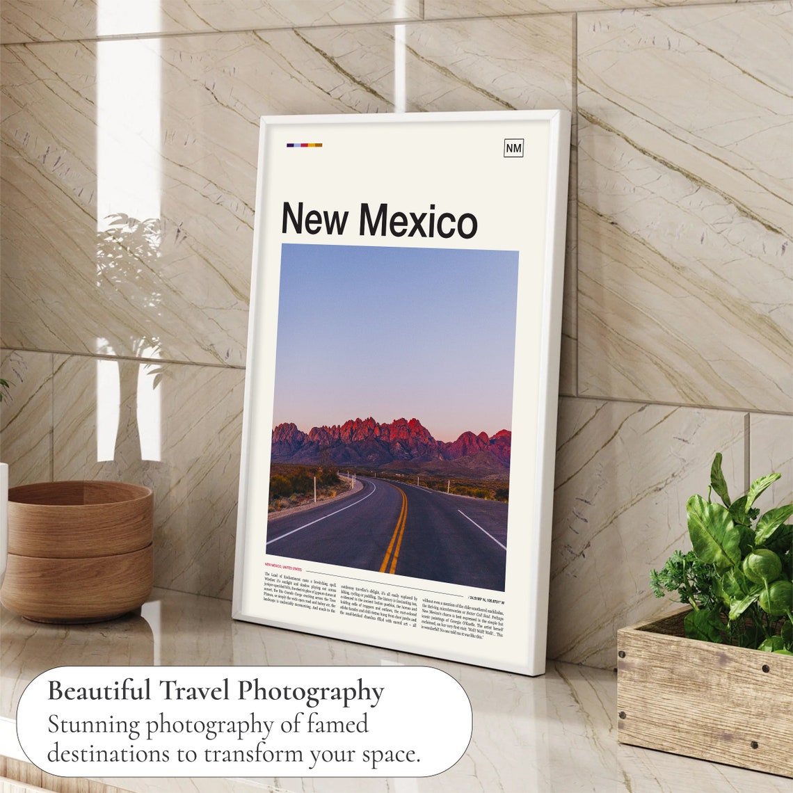 New Mexico United States Desert Highway Red Mountains Dusk Poster - Image 4