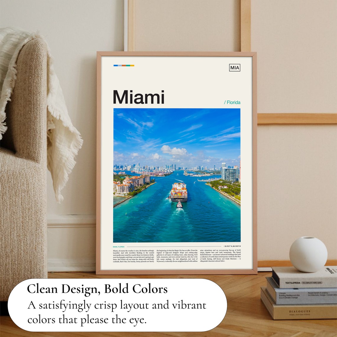 Miami Florida Harbor Container Ship Skyline Blue Water Photo Poster - Image 3
