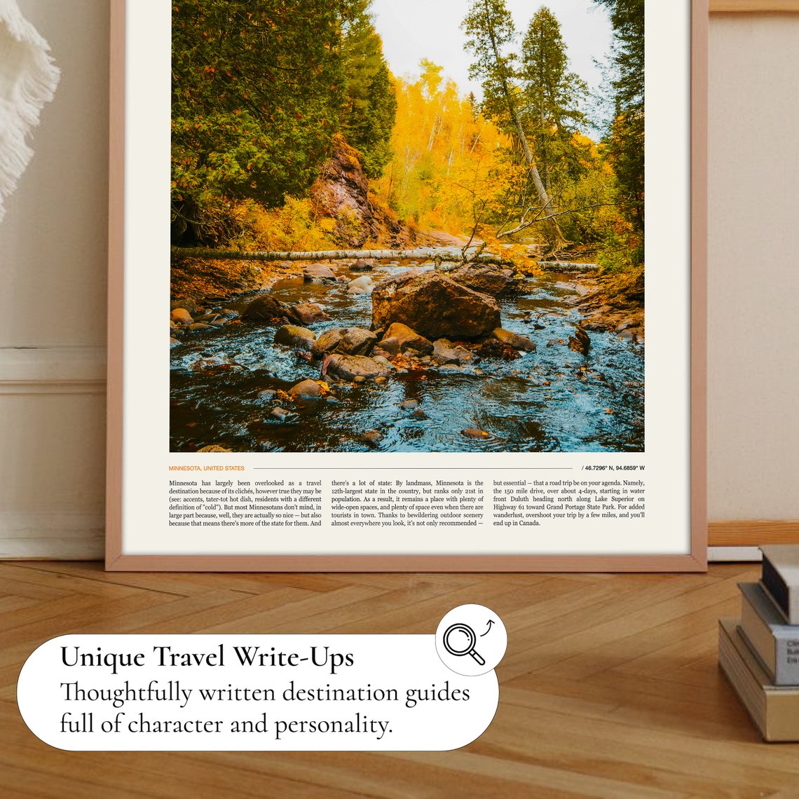 Minnesota United States Autumn Creek Forest Scene Travel Poster - Image 2