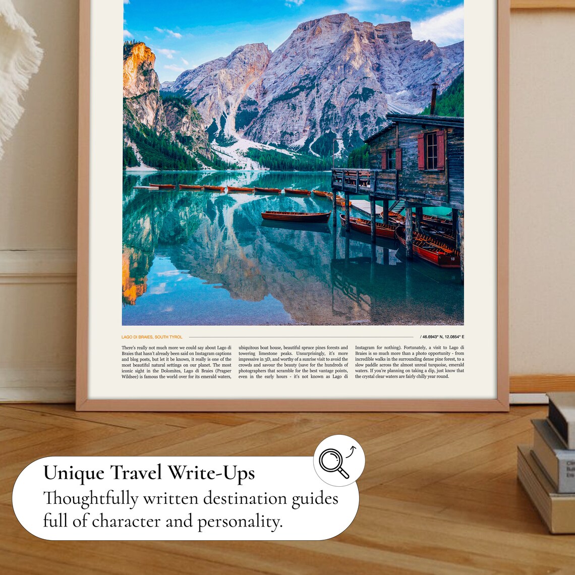 Lago Di Braies Emerald Alpine Lake Wooden Boathouse Travel Poster - Image 2