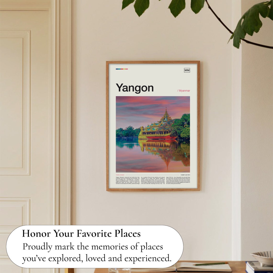 Yangon Karaweik Palace Sunset Lake Myanmar Golden Temple Photo Poster - Image 5