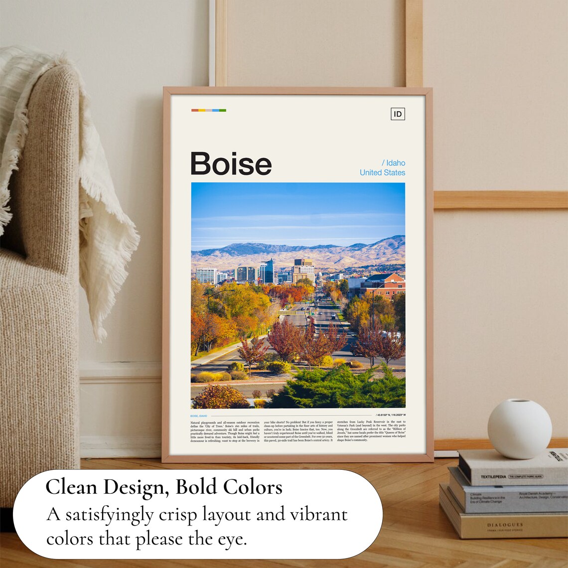 Boise Idaho Autumn Downtown Skyline Foothills City Photo Poster - Image 3