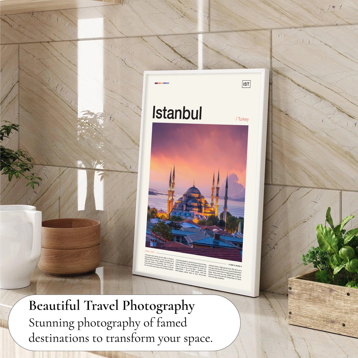 Istanbul Blue Mosque Sunset Over Turkey Minimal Travel Photo Poster - Image 4