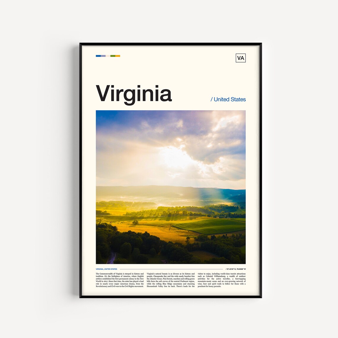 Virginia Travel Poster, Virginia Wall Art Print