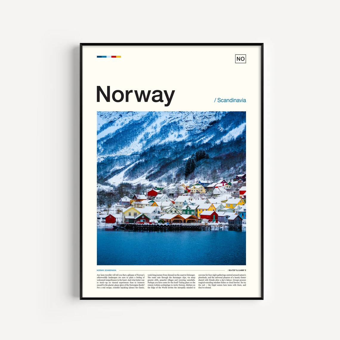 Norway Snowy Fishing Village Winter Scandinavia Fjord Photo Poster