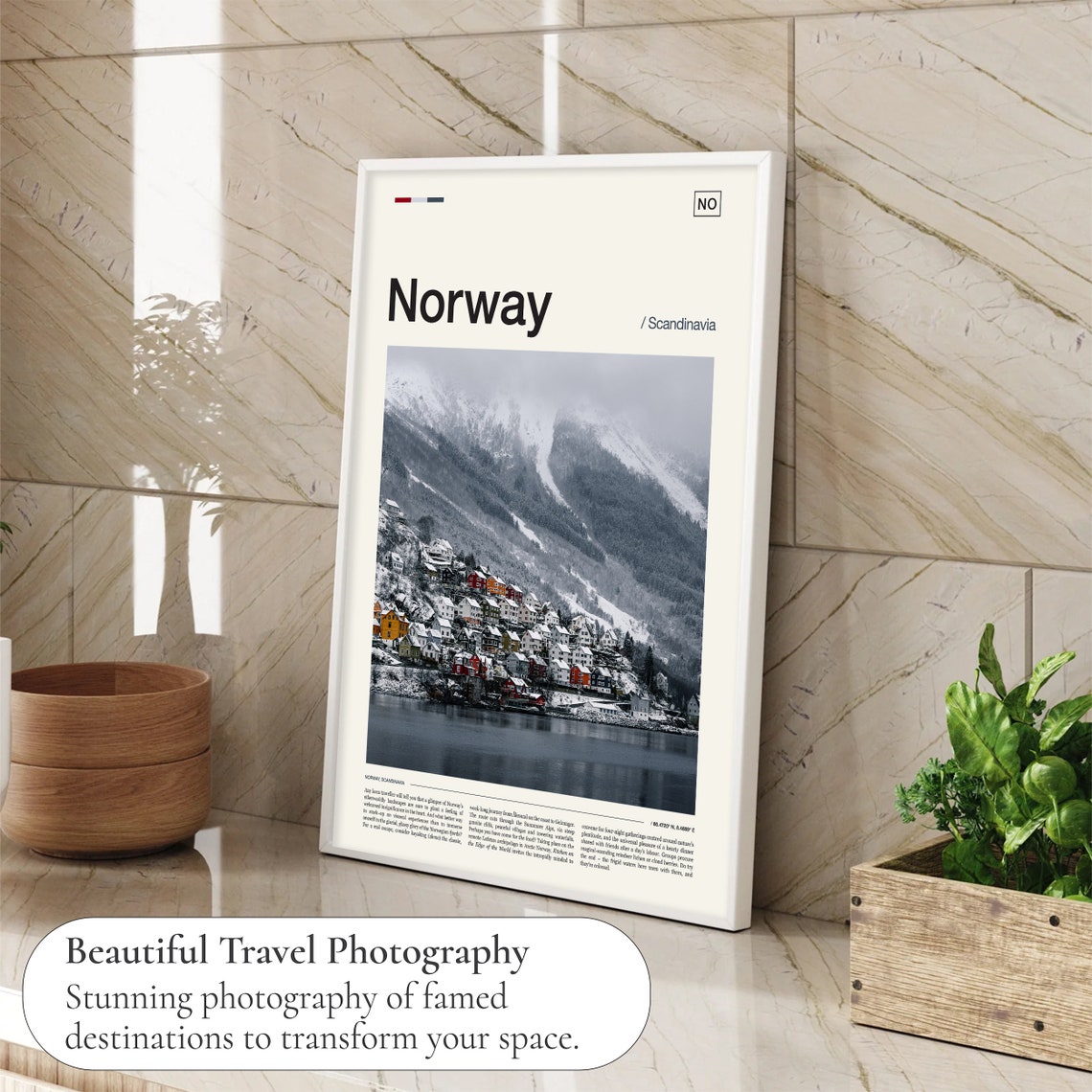 Norway Scandinavia Snowy Fjord Village Mountain Winter Photo Poster - Image 4