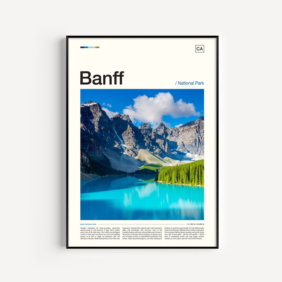 Banff National Park Turquoise Lake Peaks Canada Scenic Photography Poster