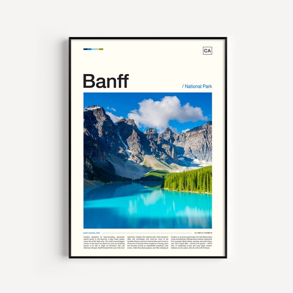 Banff National Park Turquoise Lake Peaks Canada Scenic Photography Poster