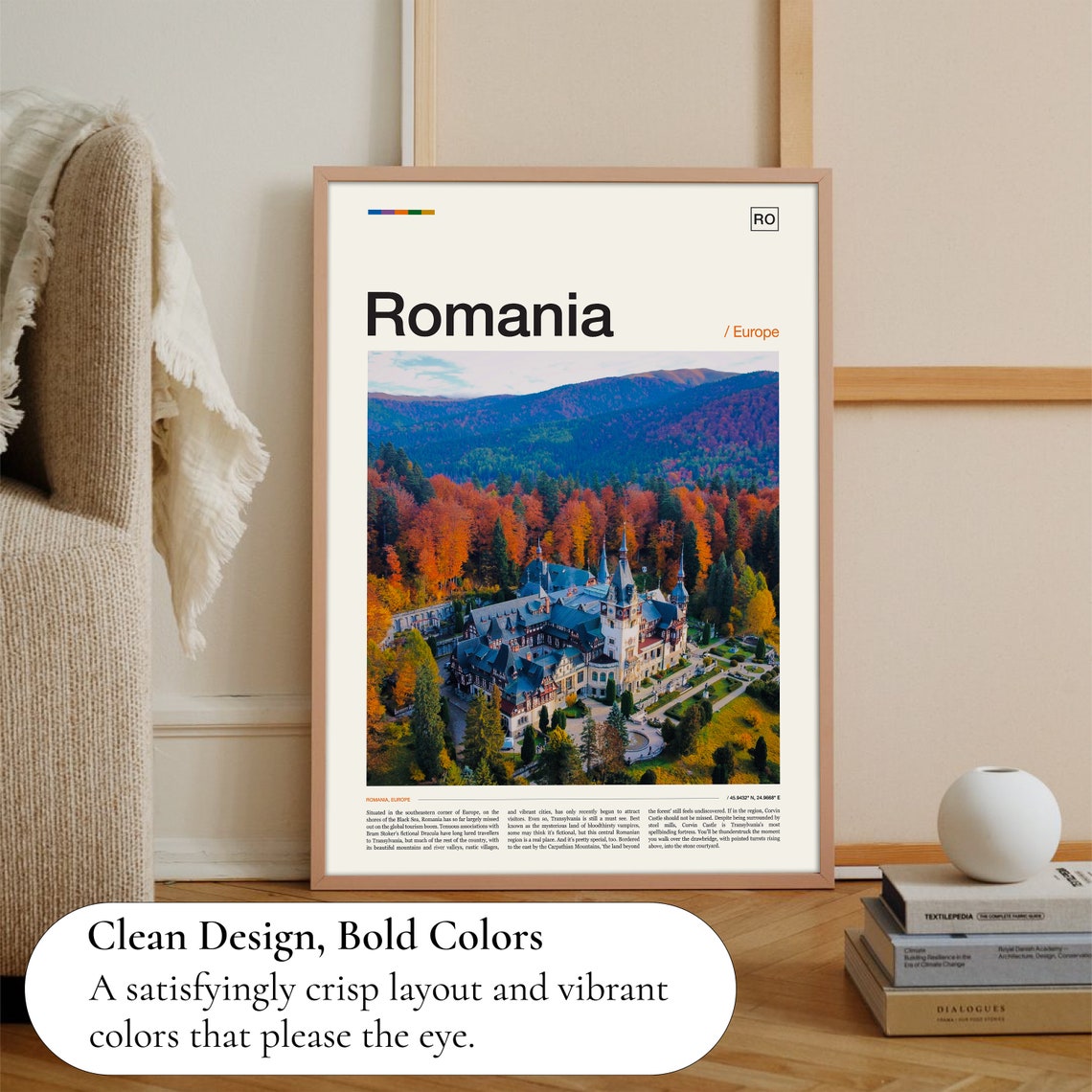 Romania Peles Castle Autumn Forest Transylvania Europe Poster - Image 3